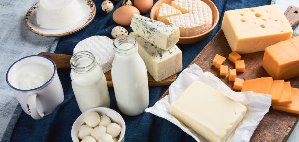 Different types of dairy products and eggs